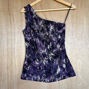 Vintage Y2K Guess One Shoulder Asymmetrical Purple Multicolor Tank Blouse XS